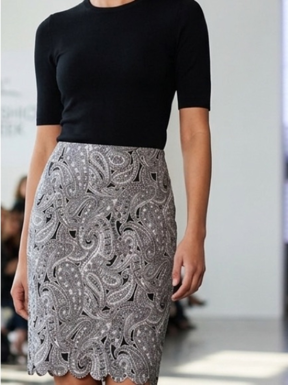 Spenser Jeremy Paisley Skirt With Scalloped Hem